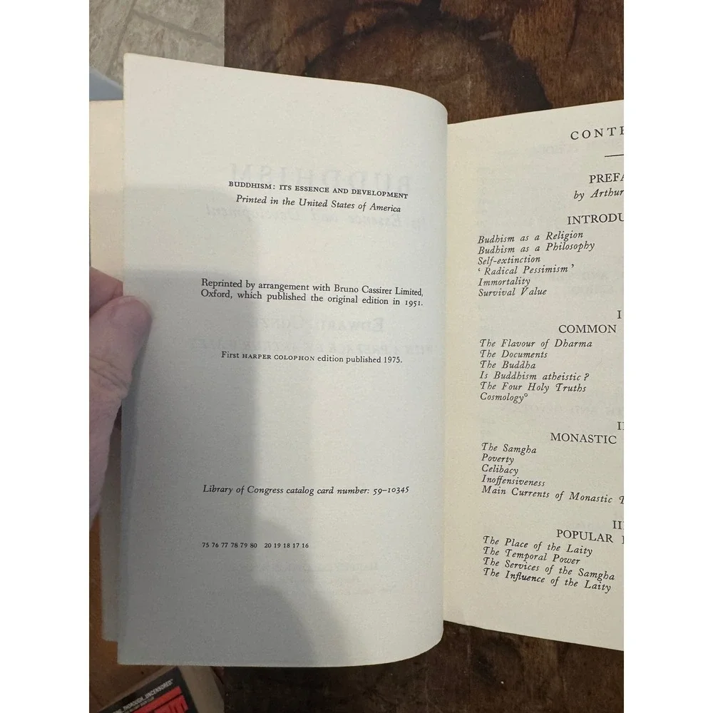 Buddhism Its Essence and Development Edward Conze 1975 Harper Colophon Paperback